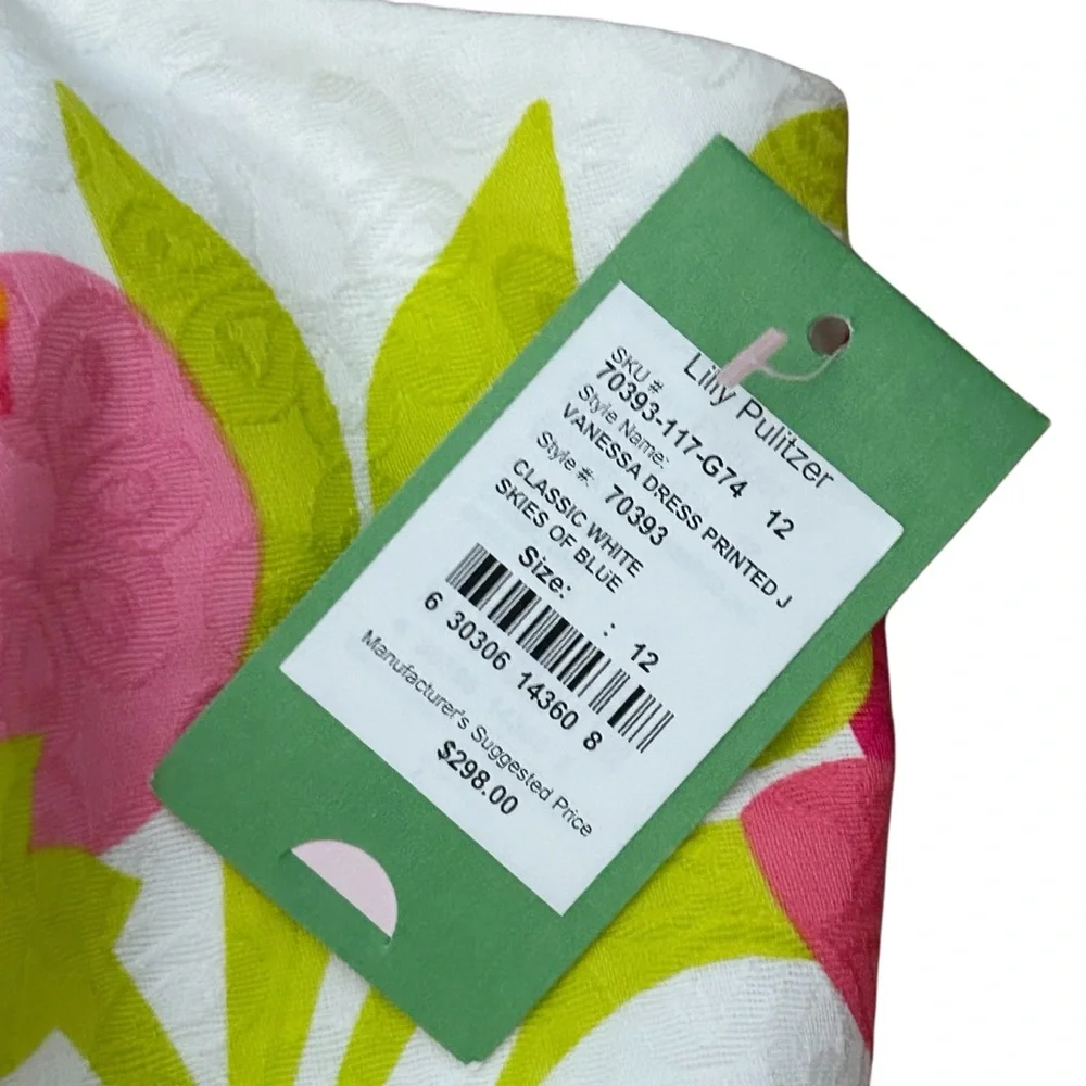 NEW Lilly Pulitzer Vanessa Bright Floral Cotton Jacquard Strapless Dress 12 - Picture 10 of 11
